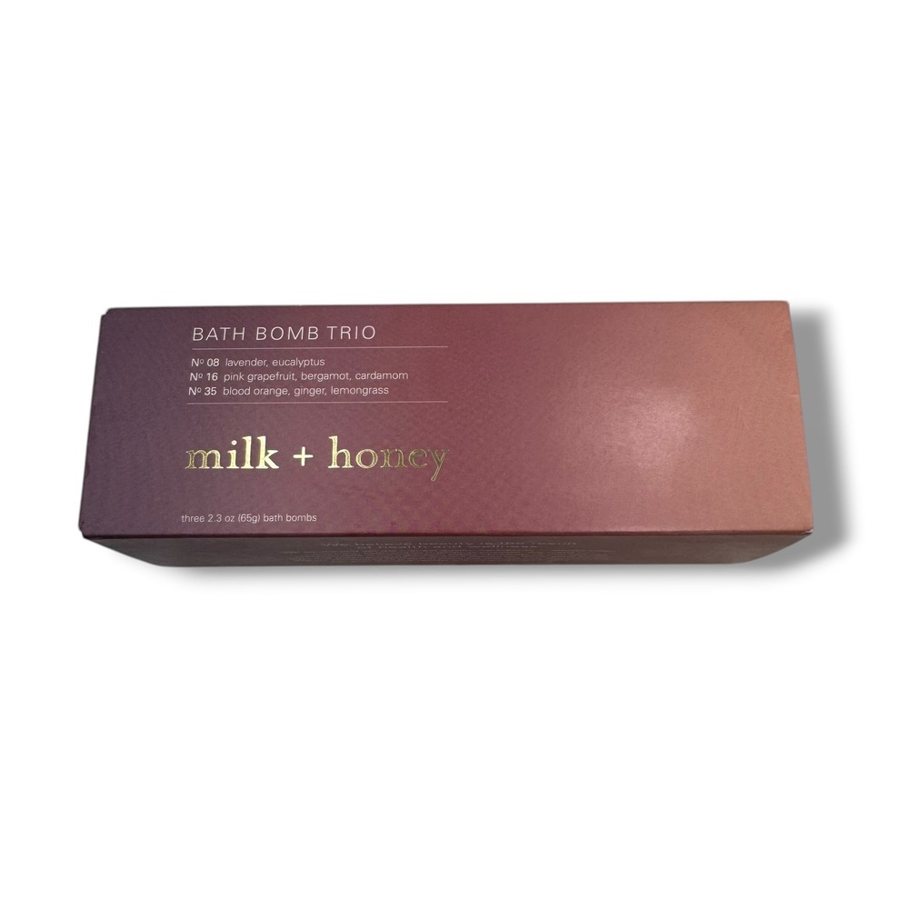 Milk + Honey Bath Bomb Trio Multicolor Lavender Citrus Essential Oils